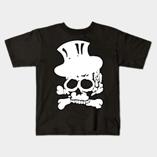 White Skull and Crossbones with Top Hat Kids T-Shirt